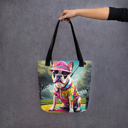 Tote bag-French Bulldog Golfer V8