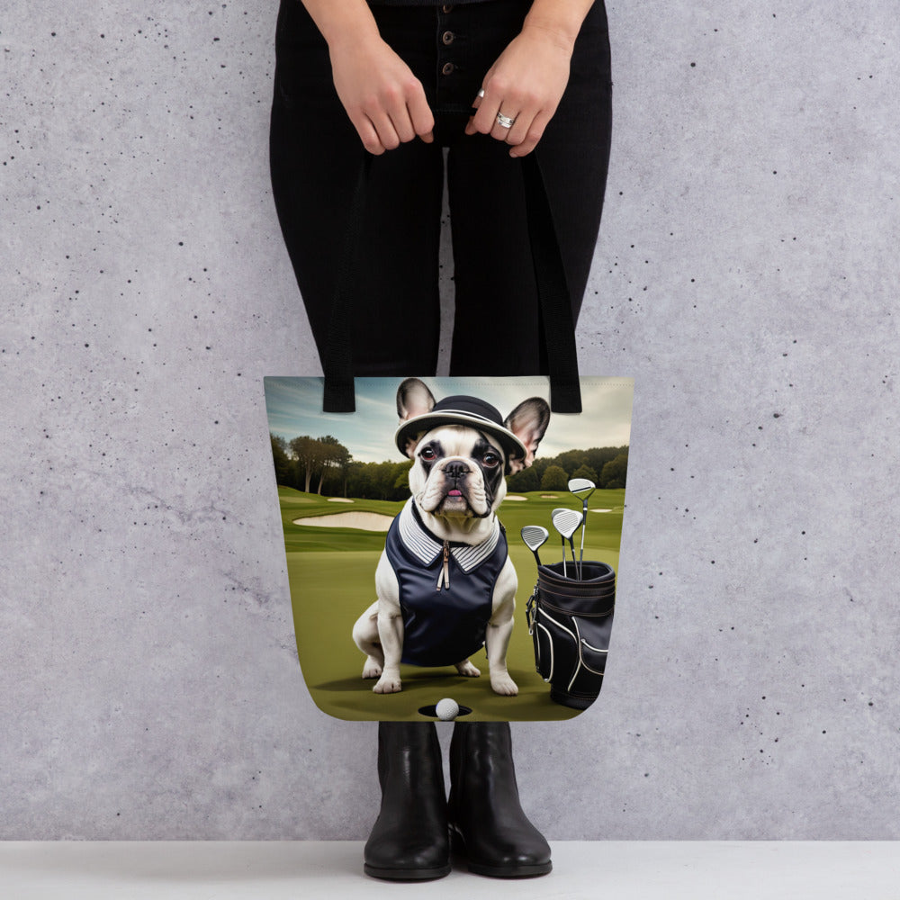 Tote bag-French Bulldog Golfer V12