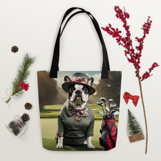 Tote bag-French Bulldog Golfer V14