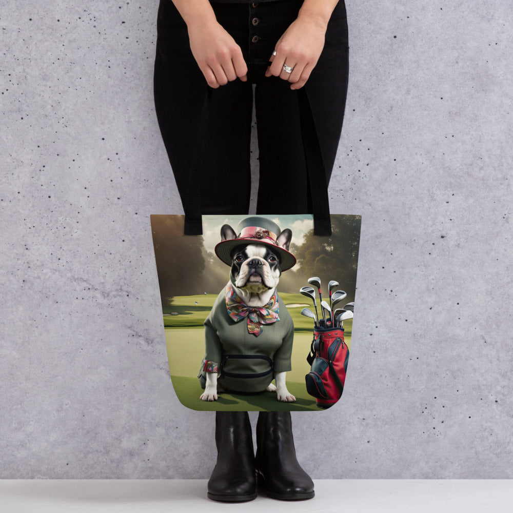 Tote bag-French Bulldog Golfer V14