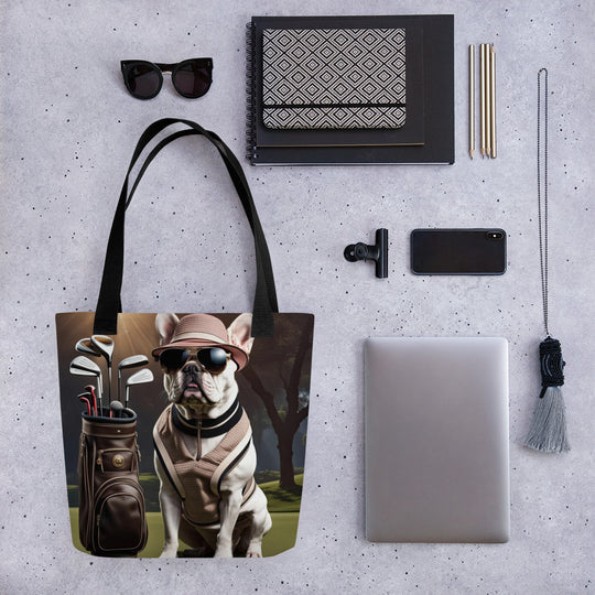 Tote bag-French Bulldog Golfer V23