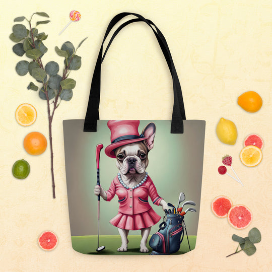 Tote bag-French Bulldog Golfer V24