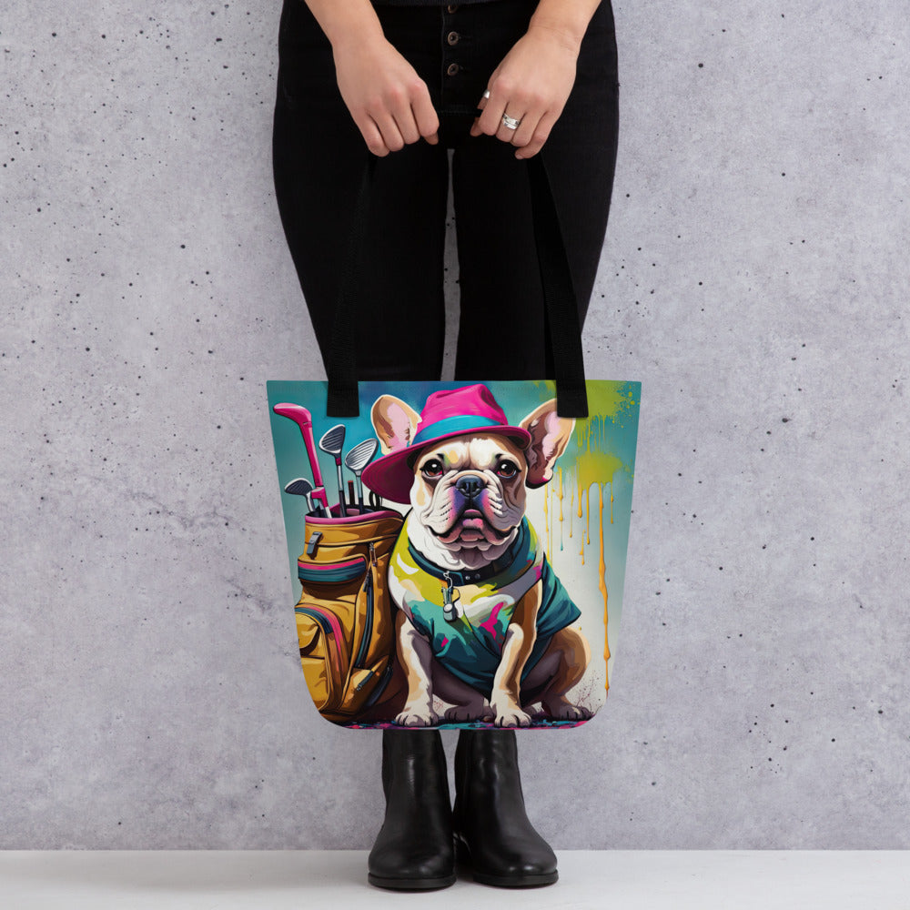 Tote bag-French Bulldog Golfer V25