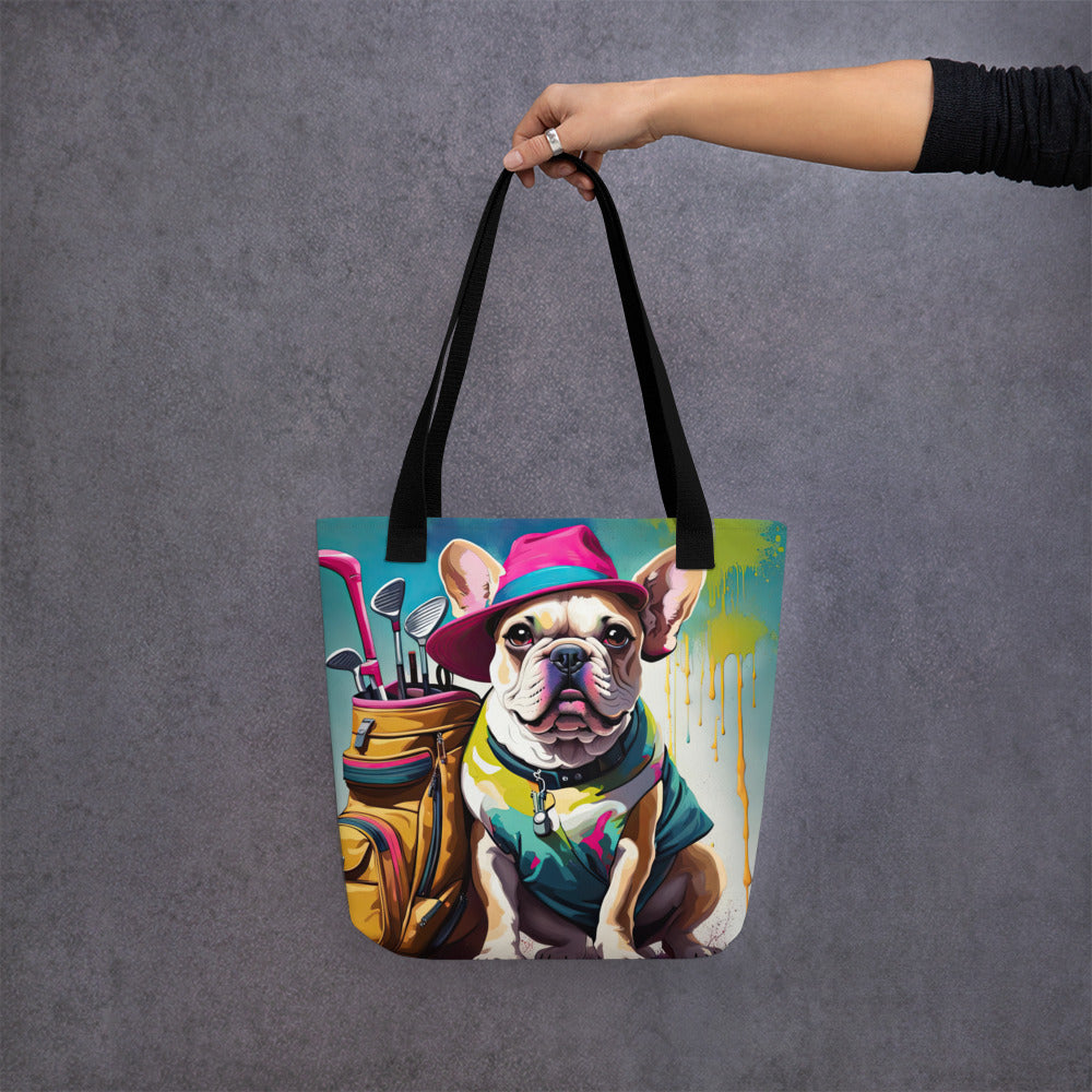 Tote bag-French Bulldog Golfer V25