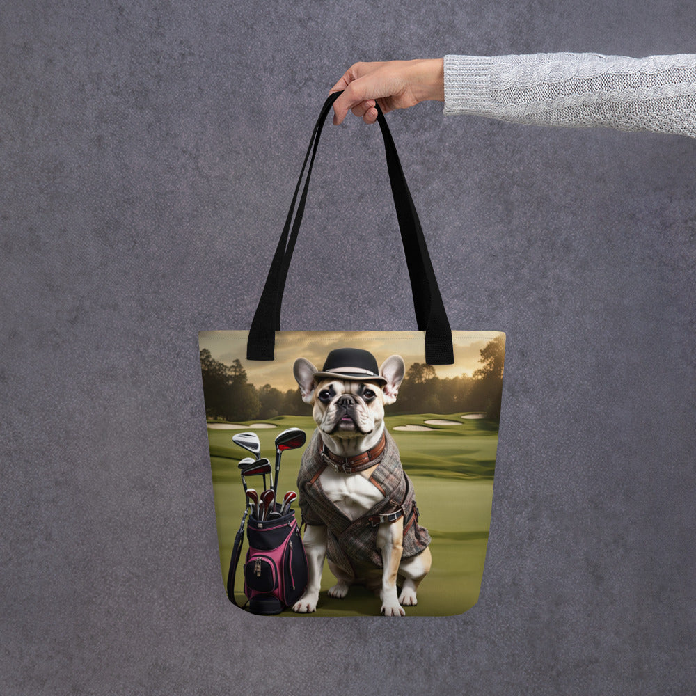 Tote bag-French Bulldog Golfer V44