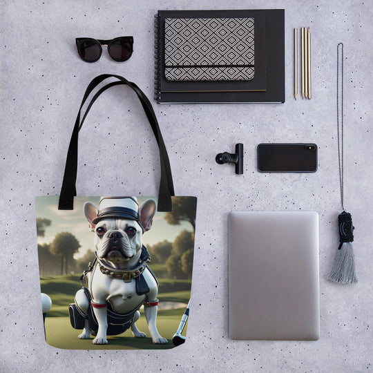 Tote bag-French Bulldog Golfer V51`