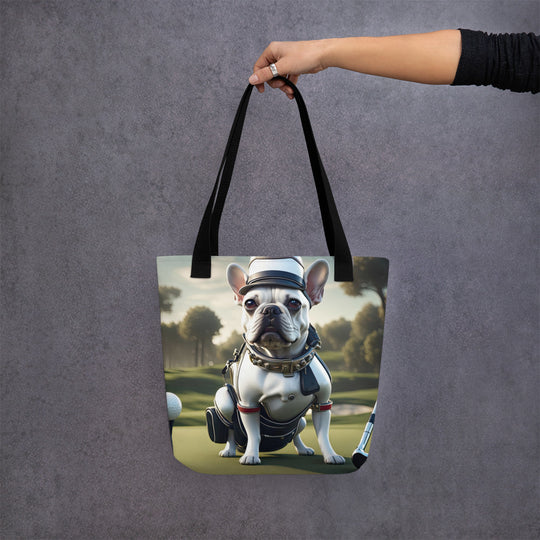 Tote bag-French Bulldog Golfer V51`