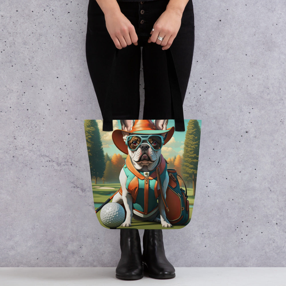 Tote bag-French Bulldog Golfer V60