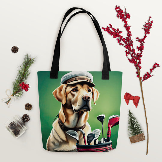 Tote bag-Labrador Retriever Golfer V2