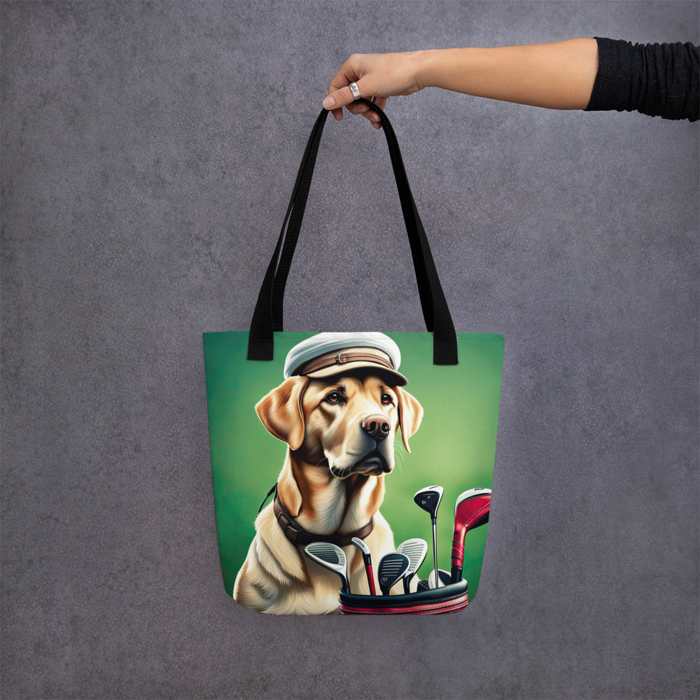 Tote bag-Labrador Retriever Golfer V2