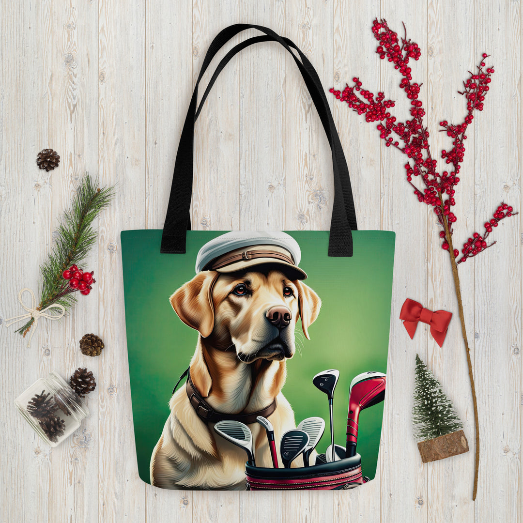 Tote bag-Labrador Retriever Golfer V2