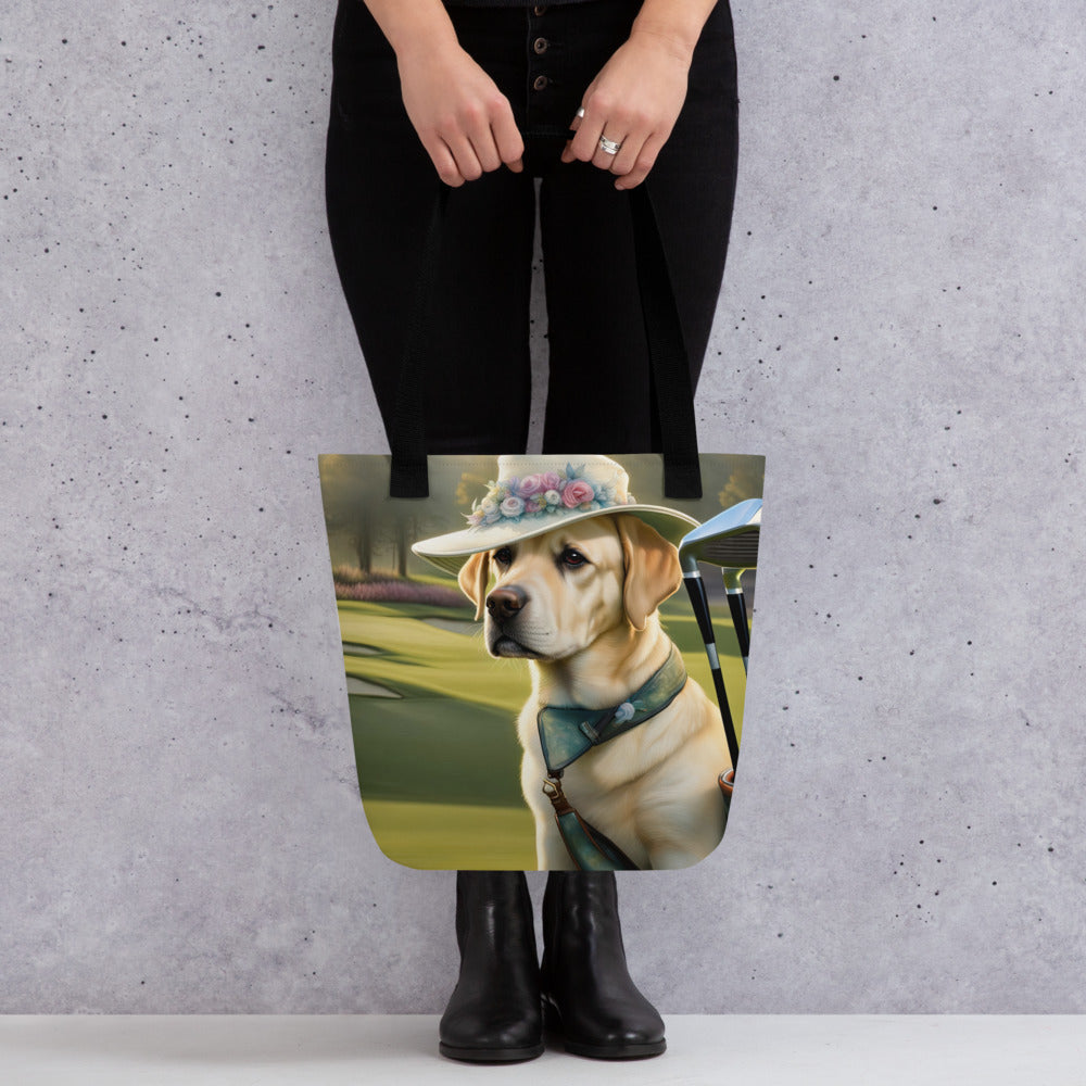 Tote bag-Labrador Retriever Golfer V12