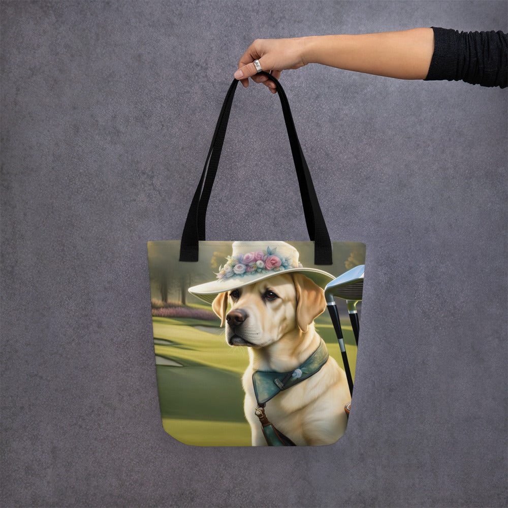 Tote bag-Labrador Retriever Golfer V12