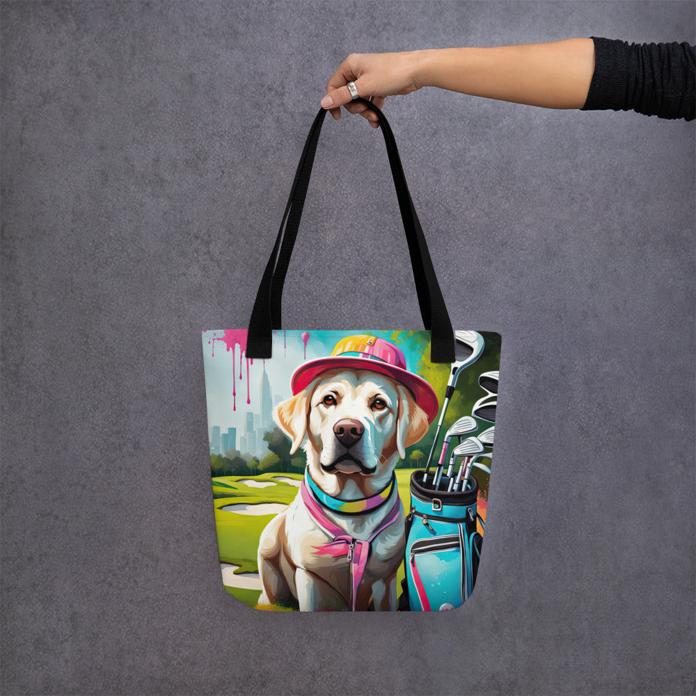 Tote bag-Labrador Retriever Golfer V14