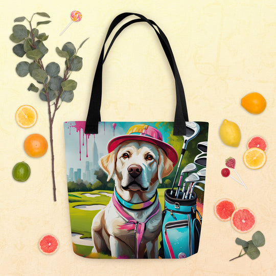 Tote bag-Labrador Retriever Golfer V14