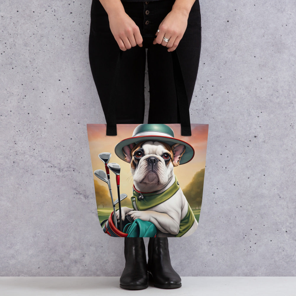 Tote bag-French Bulldog Golfer V9