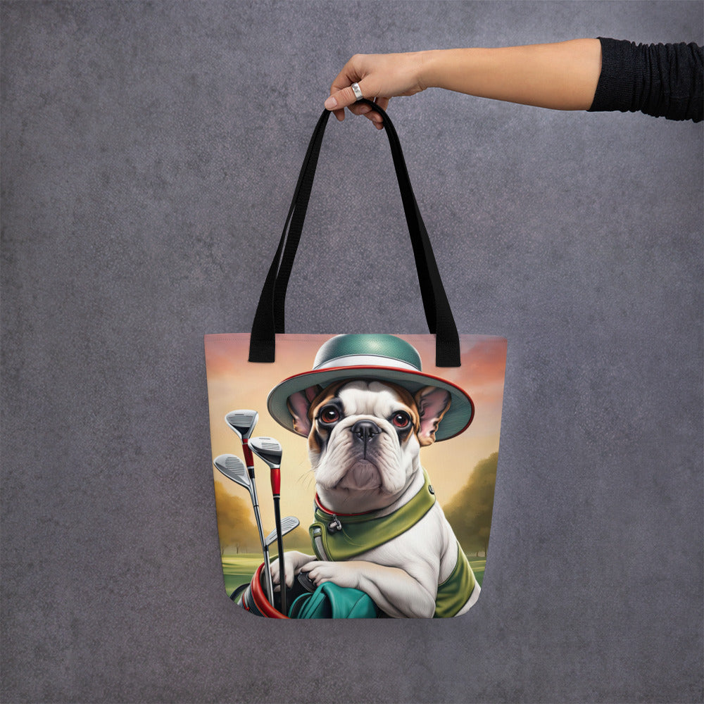 Tote bag-French Bulldog Golfer V9