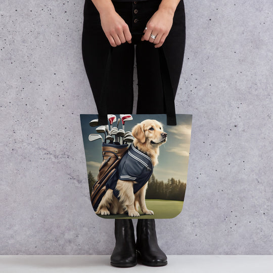 Tote bag-Golden Retriever Golfer V3