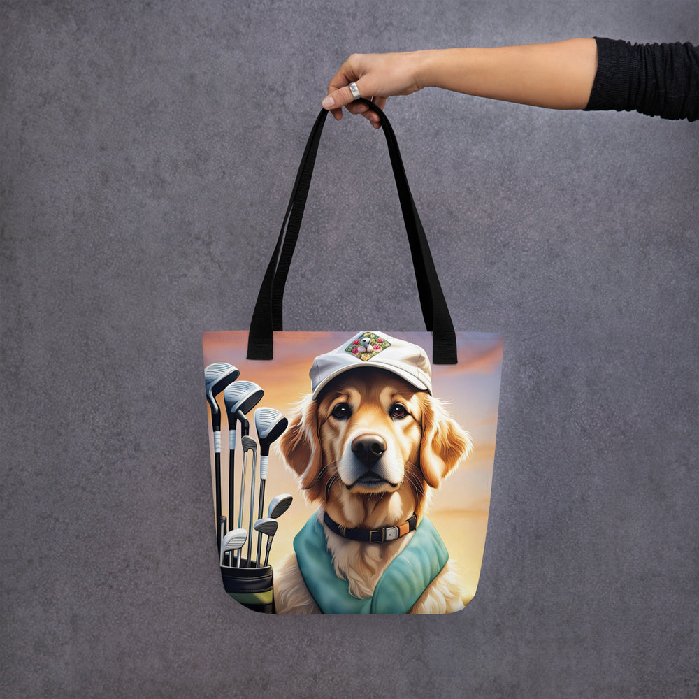 Tote bag-Golden Retriever Golfer V4