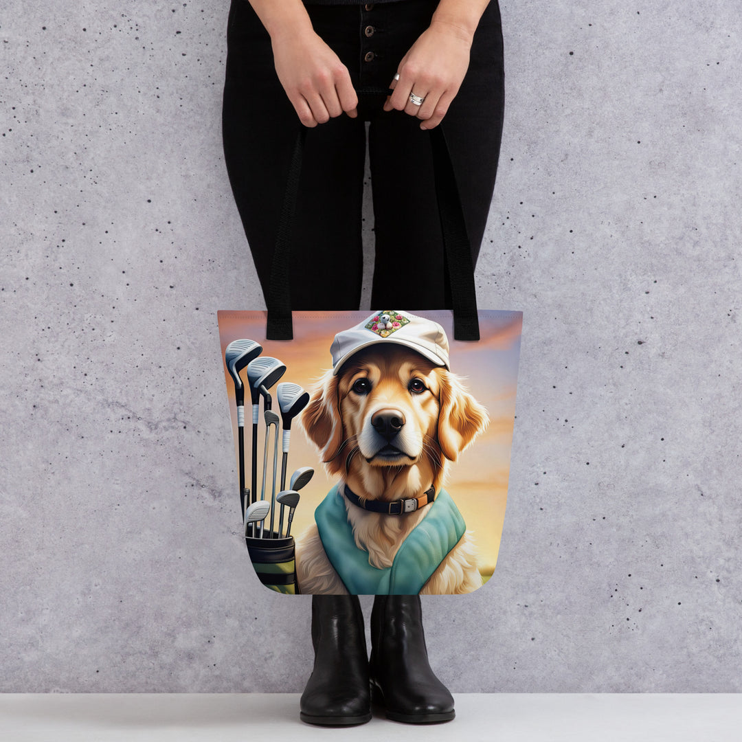 Tote bag-Golden Retriever Golfer V4