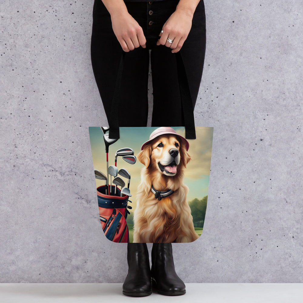 Tote bag-Golden Retriever Golfer V5