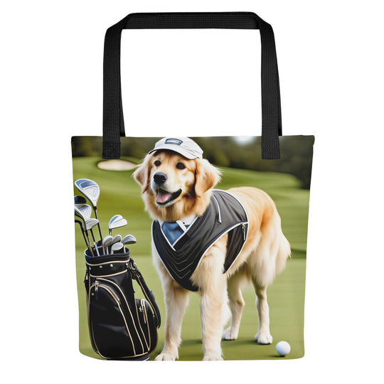 Tote bag-Golden Retriever Golfer V6