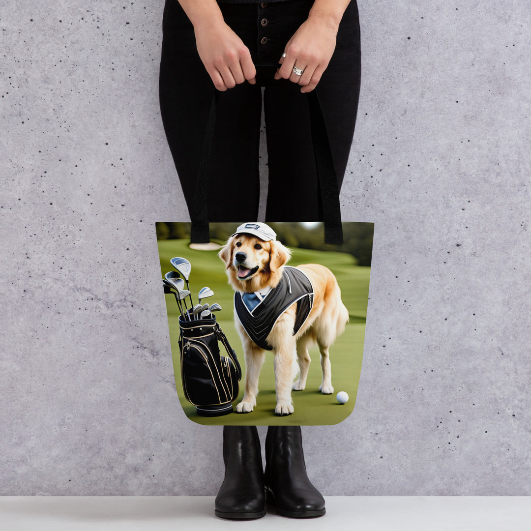 Tote bag-Golden Retriever Golfer V6