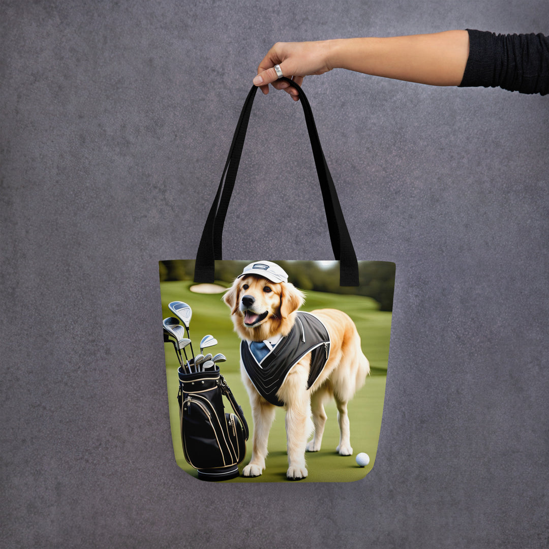 Tote bag-Golden Retriever Golfer V6