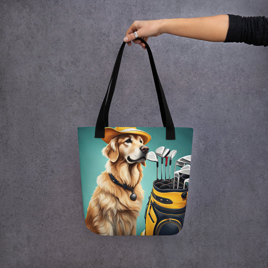 Tote bag-Golden Retriever Golfer V8