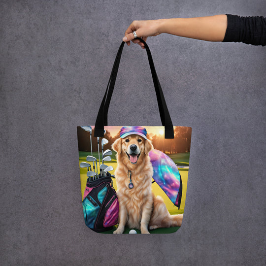 Tote bag-Golden Retriever Golfer V9