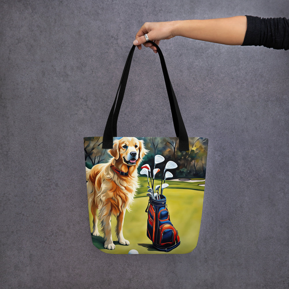 Tote bag-Golden Retriever Golfer V10