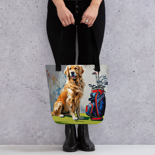 Tote bag-Golden Retriever Golfer V11