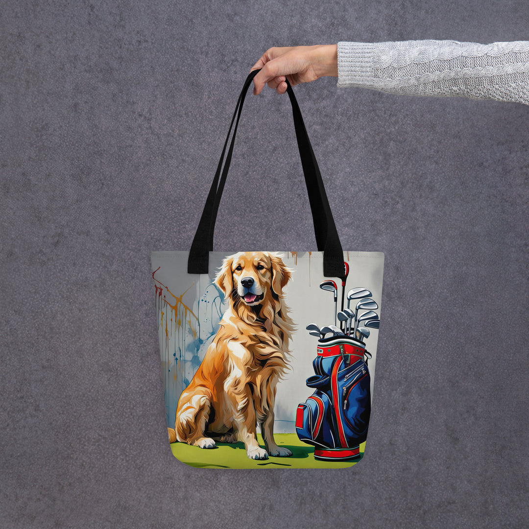 Tote bag-Golden Retriever Golfer V11