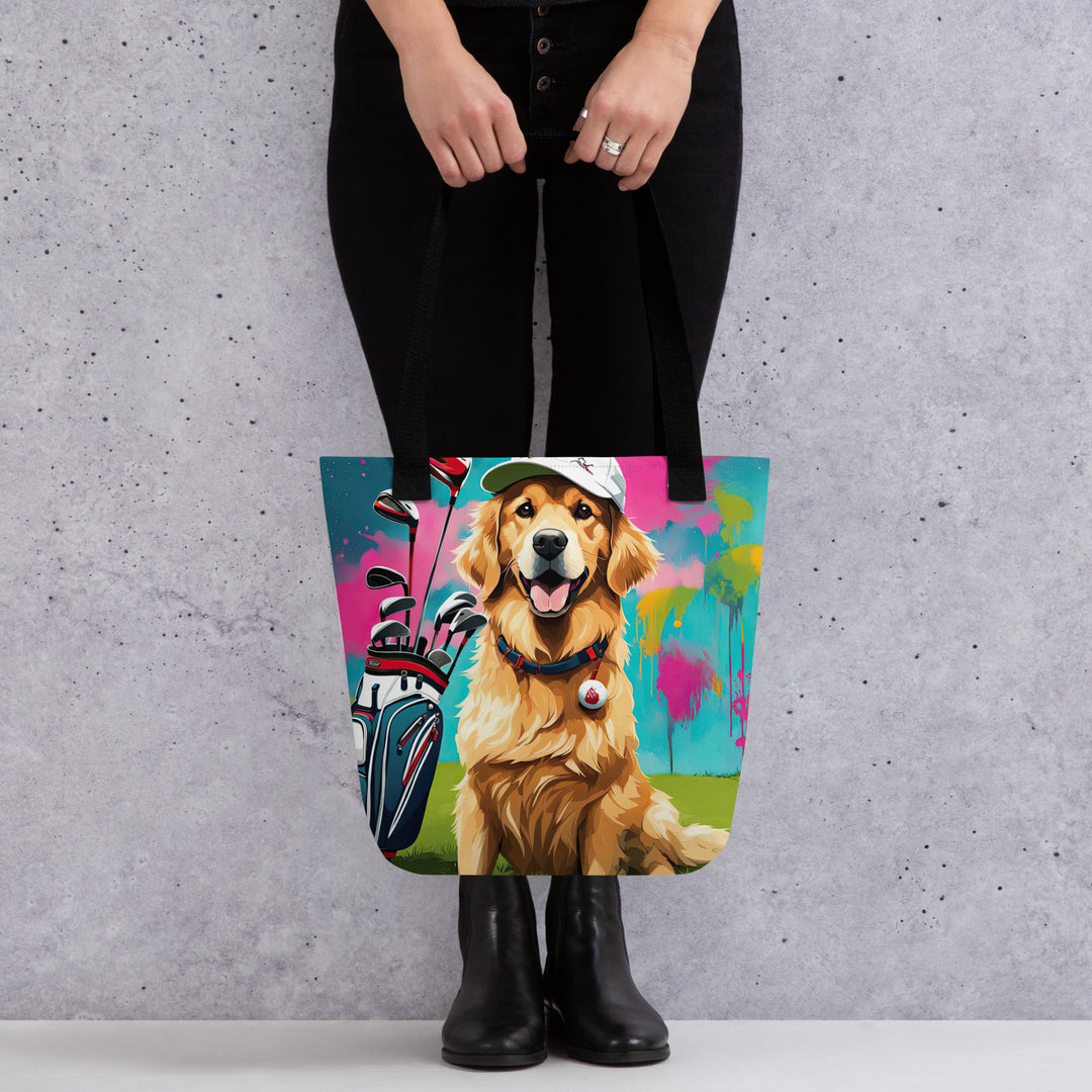 Tote bag-Golden Retriever Golfer V12