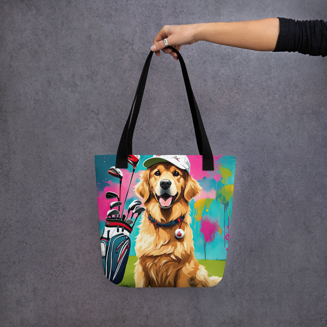 Tote bag-Golden Retriever Golfer V12