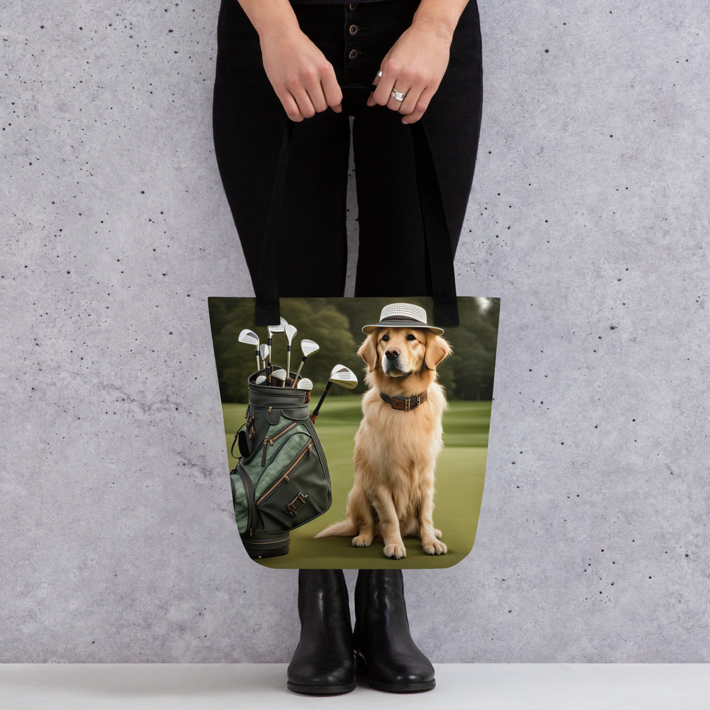 Tote bag-Golden Retriever Golfer V13