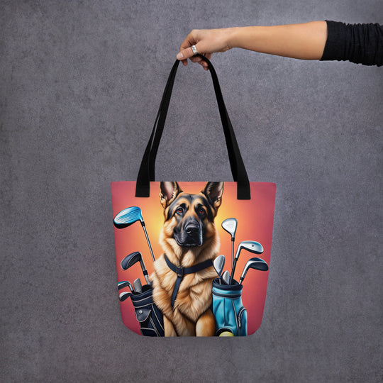 Tote bag-German Shepherd Golfer V2