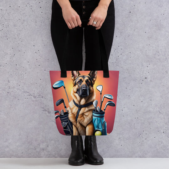 Tote bag-German Shepherd Golfer V2