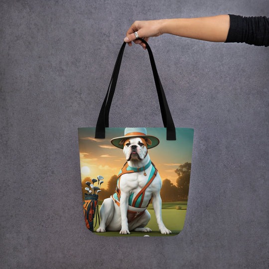 Tote bag-American Bulldog Golfer