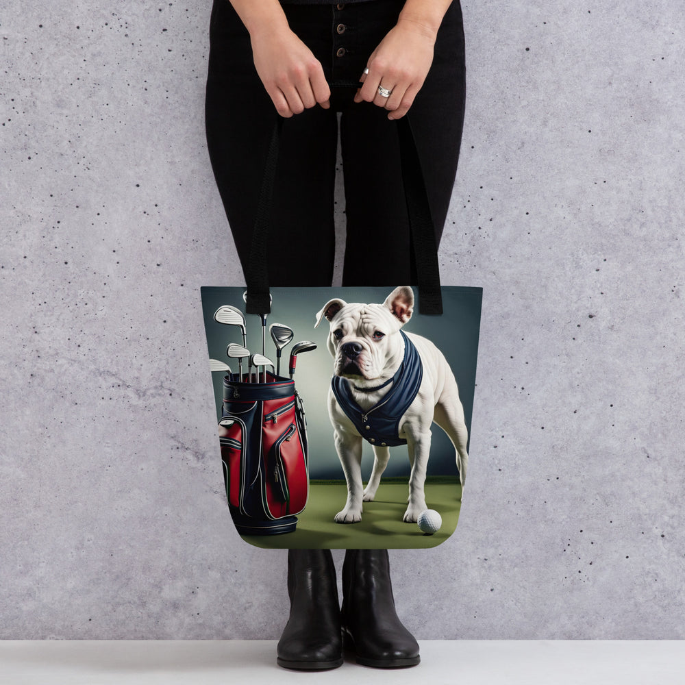 Tote bag-American Bulldog Golfer V2