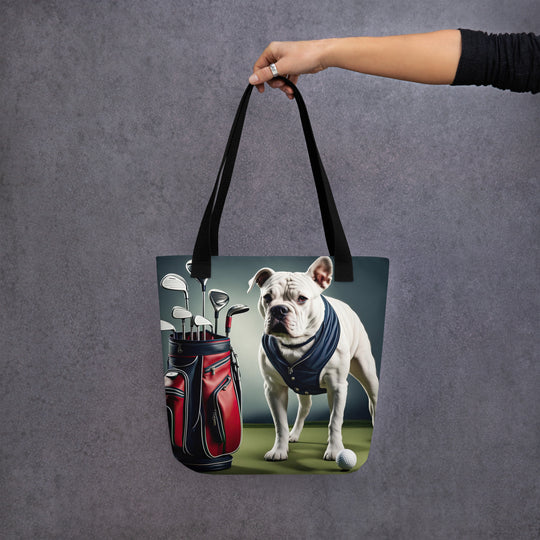 Tote bag-American Bulldog Golfer V2