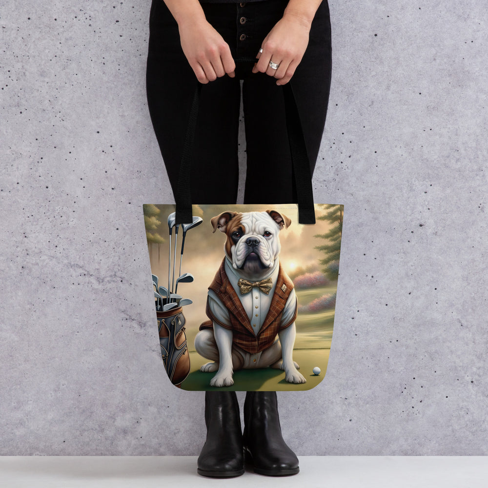 Tote bag-American Bulldog Golfer V3