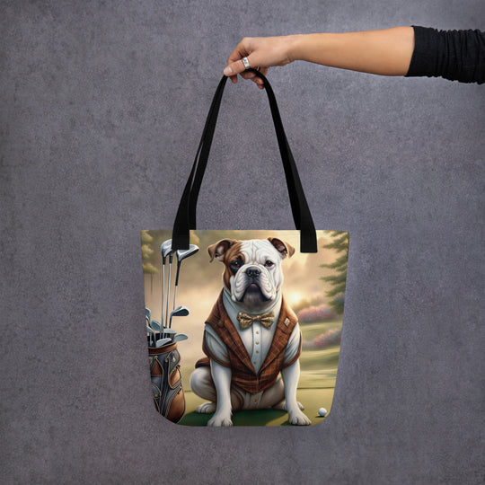 Tote bag-American Bulldog Golfer V3