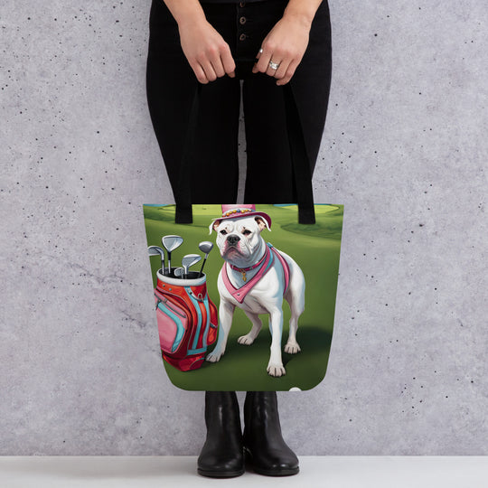 Tote bag-American Bulldog Golfer V5