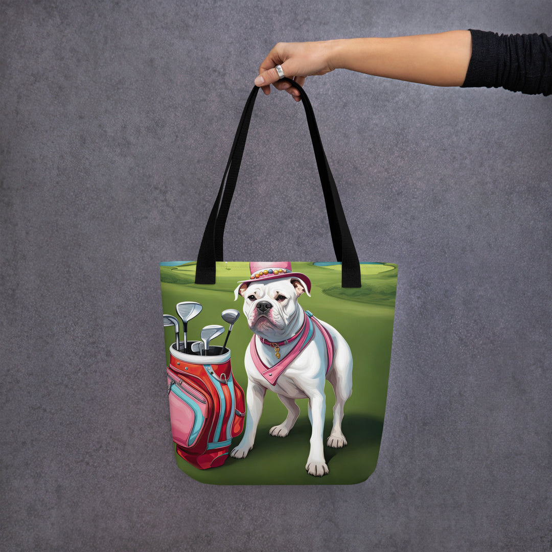 Tote bag-American Bulldog Golfer V5