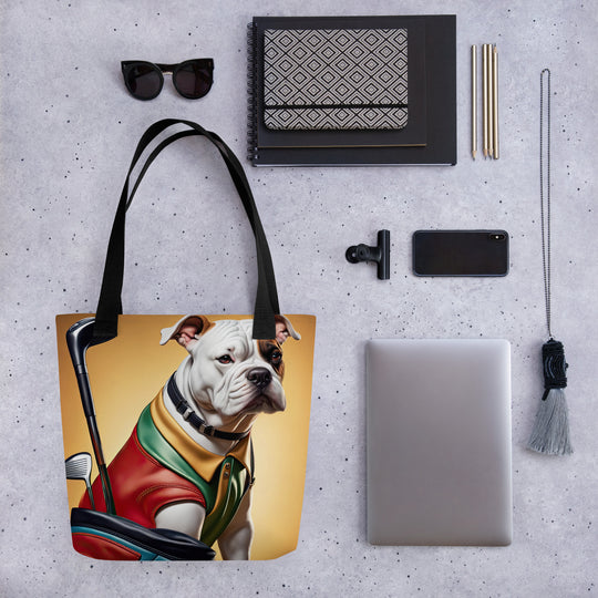 Tote bag-American Bulldog Golfer V5