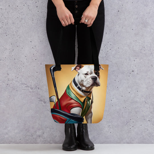 Tote bag-American Bulldog Golfer V5