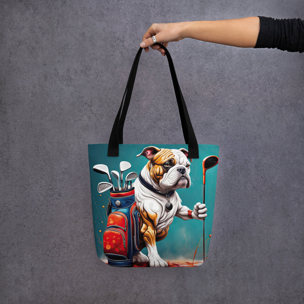 Tote bag-Bulldog Golfer V2