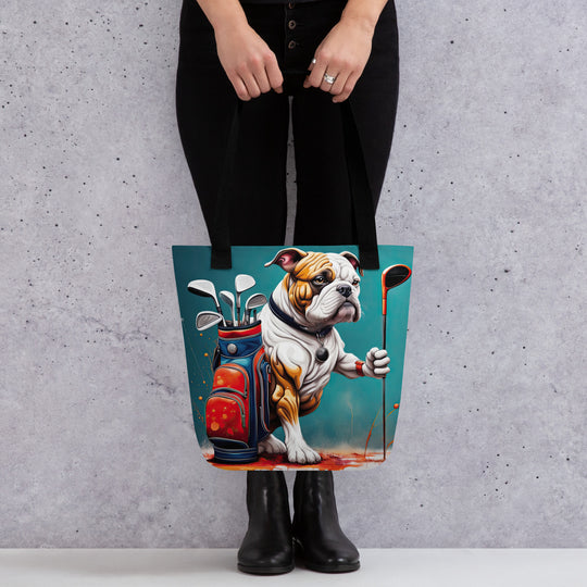 Tote bag-Bulldog Golfer V2