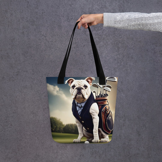 Tote bag-Bulldog Golfer V3